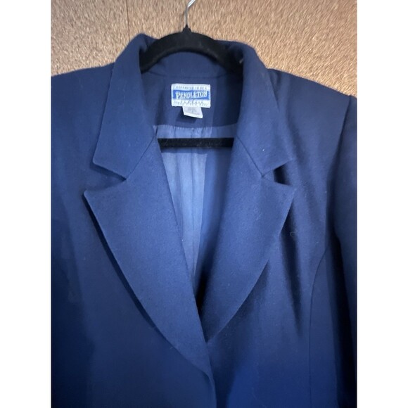 VTG Pendleton Women's Size 8 100% Virgin Wool Navy Blue Blazer Jacket USA Made - Picture 4 of 10